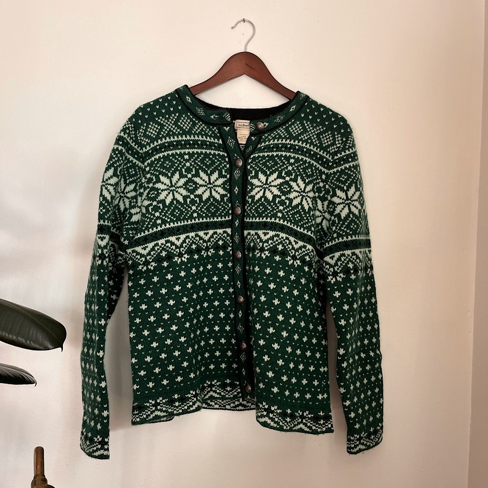 L.L. Bean Nordic Cardigan, 100% Wool
